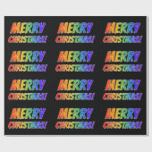 "MERRY CHRISTMAS!" in Fun Rainbow Text Cadeaupapier (Vlak)