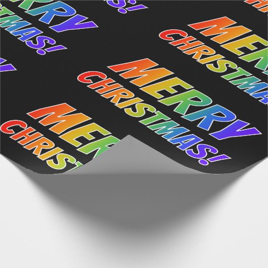 "MERRY CHRISTMAS!" in Fun Rainbow Text Cadeaupapier (Hoek)