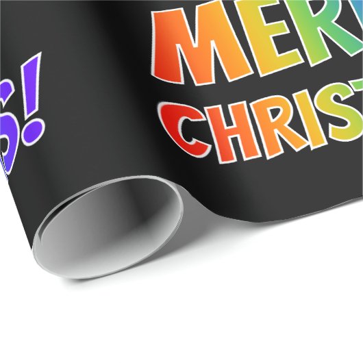 "MERRY CHRISTMAS!" in Fun Rainbow Text Cadeaupapier (Rol Hoek)