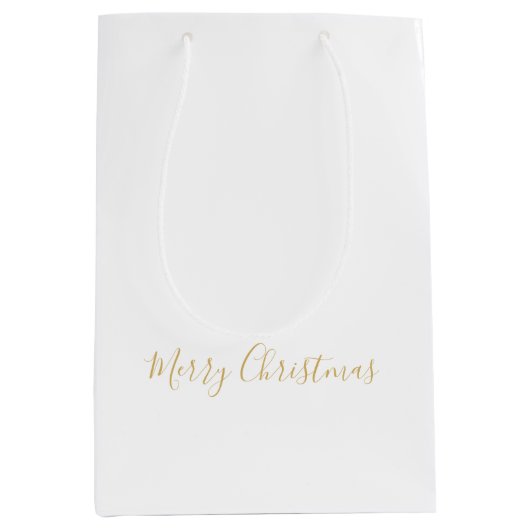 Merry Christmas in Gold, or Your Message Medium Cadeauzakje (Voorkant)