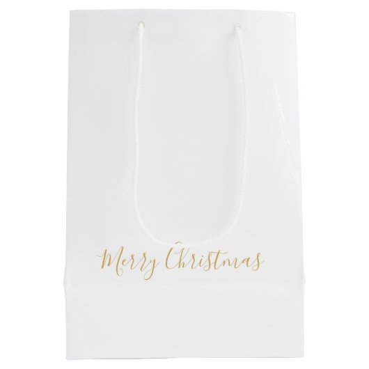 Merry Christmas in Gold, or Your Message Medium Cadeauzakje (Achterkant)