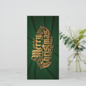 Merry Christmas in goldener Ornament Schrift Feestdagenkaart (Staand voorkant)
