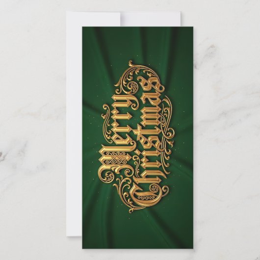 Merry Christmas in goldener Ornament Schrift Feestdagenkaart (Voorkant)