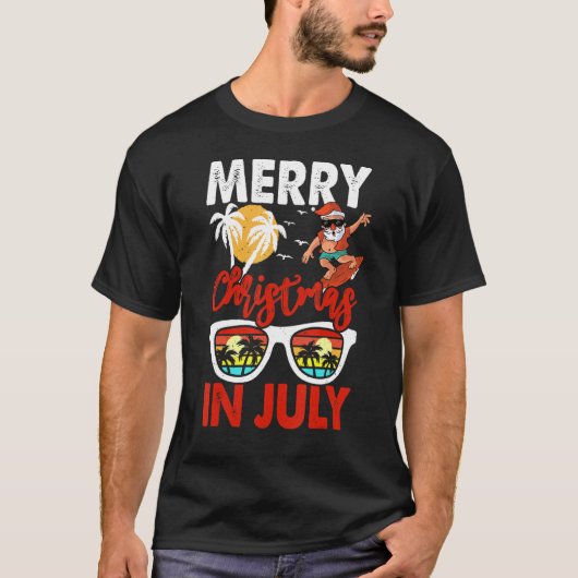 Merry Christmas In July Santa Hawaiian Summer Chri T-shirt (Voorkant)