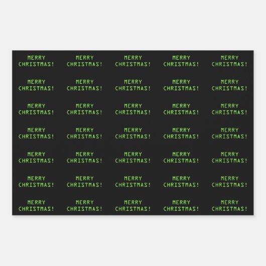 "MERRY CHRISTMAS!" in Nerdy Geeky Computer Text Inpakpapier Vel (Voorkant 2)