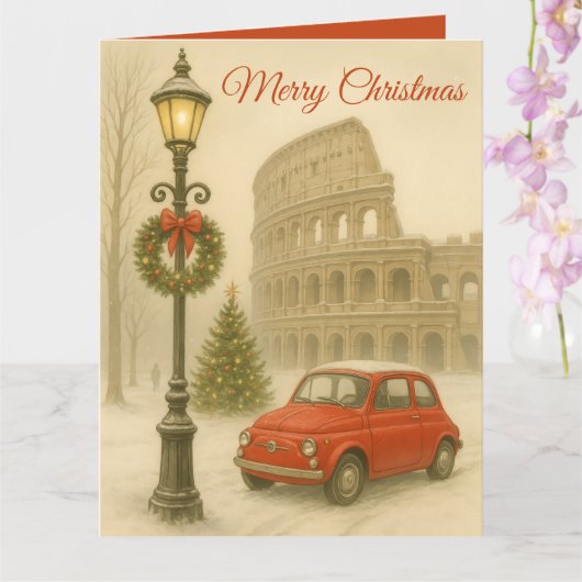 Merry Christmas in Rome Custom Holiday Card Kaart (Orchidee)