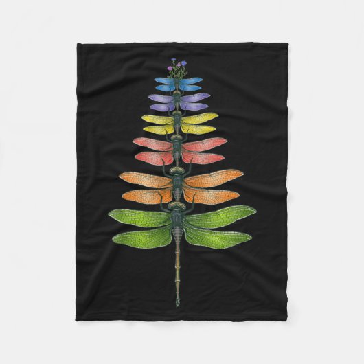 Merry Christmas Insect Dragonfly Xmas Tree  Fleece Deken (Voorkant)