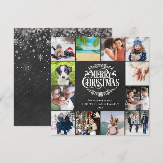 Merry Christmas Jaaroverzicht 12 foto's  Feestdagenkaart (Voorkant / Achterkant)