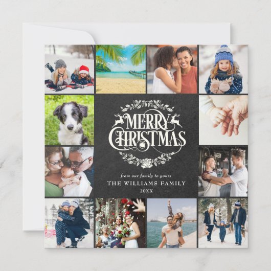 Merry Christmas Jaaroverzicht 12 foto's  Feestdagenkaart (Voorkant)