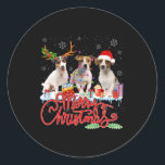 Merry Christmas Jack Russell Santa Reindeer Light Ronde Sticker<br><div class="desc">Vrolijk Kerstfeest Jack Russell Santa Reindeer Lichte Pyjama's</div>