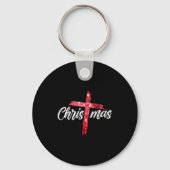 Merry Christmas Jesus Christian Cross Xmas Pajamas Sleutelhanger (Voorkant)