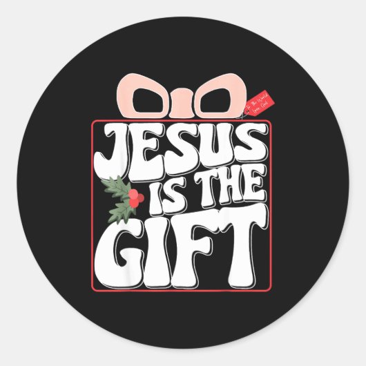 Merry Christmas Jesus Is The Gift To The World Chr Ronde Sticker (Voorkant)