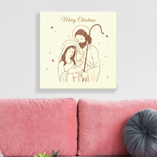 Merry Christmas - Jesus, Mary and Joseph Canvas Afdruk (Insitu (Woonkamer))