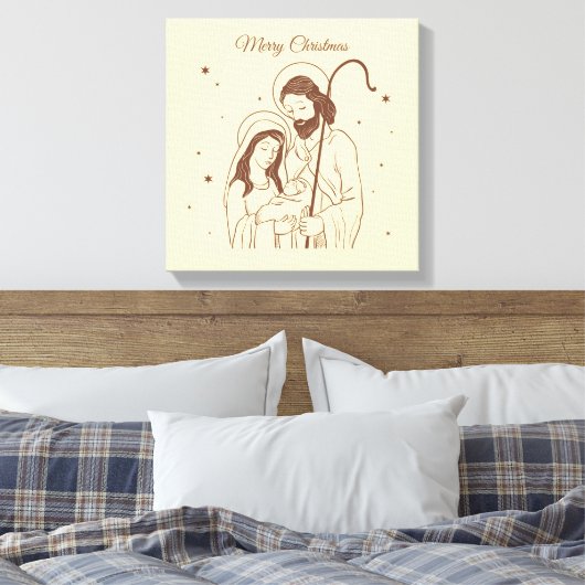 Merry Christmas - Jesus, Mary and Joseph Canvas Afdruk (Insitu (Slaapkamer))