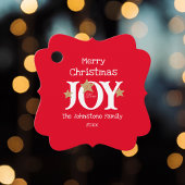 Merry Christmas Joy Script Naam Red Holiday Bedankjes Labels