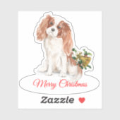 Merry Christmas K Charles Spaniel op maat gesneden Sticker (Vel)