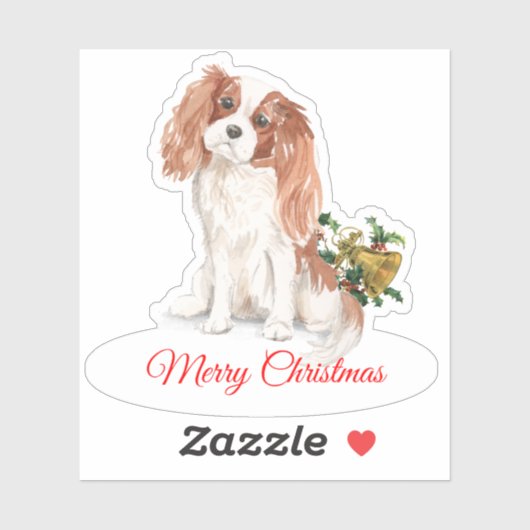 Merry Christmas K Charles Spaniel op maat gesneden Sticker (Vel)
