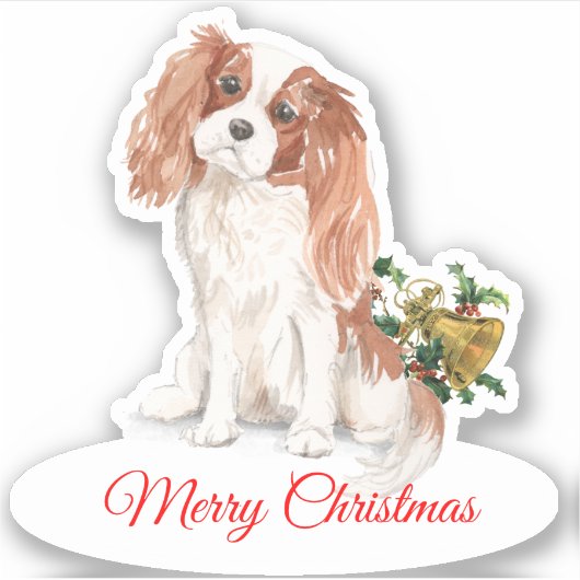 Merry Christmas K Charles Spaniel op maat gesneden Sticker (Voorkant)