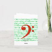 Merry Christmas Kaart Bass Clef Muziek Note Green (Achterkant)