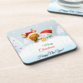 Merry Christmas Kaart Sierkussen Bier Onderzetter (Linkerzijde)