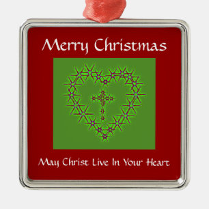 MERRY CHRISTMAS KAN JESUS IN JE HART LEVEN METALEN ORNAMENT