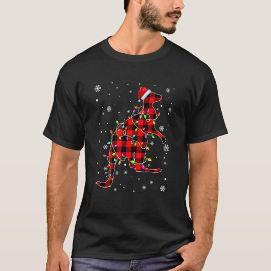 Merry Christmas Kangaroo Animals Plaid Christmas b T-shirt (Voorkant)