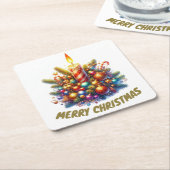 MERRY CHRISTMAS KARTONNEN ONDERZETTERS (Schuin)