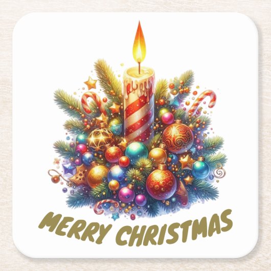 MERRY CHRISTMAS KARTONNEN ONDERZETTERS (Voorkant)