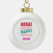 Merry Christmas Keramische Bal Ornament (Voorkant)