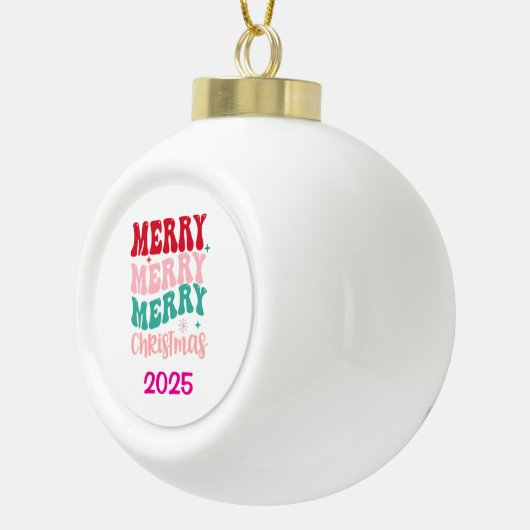 Merry Christmas Keramische Bal Ornament (Rechts)