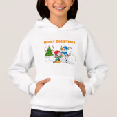 Merry Christmas Kid Building Snowman Festive T-Shi (Voorkant)