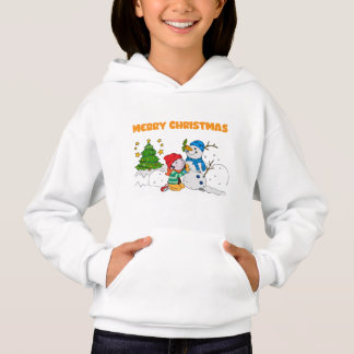 Merry Christmas Kid Building Snowman Festive T-Shi