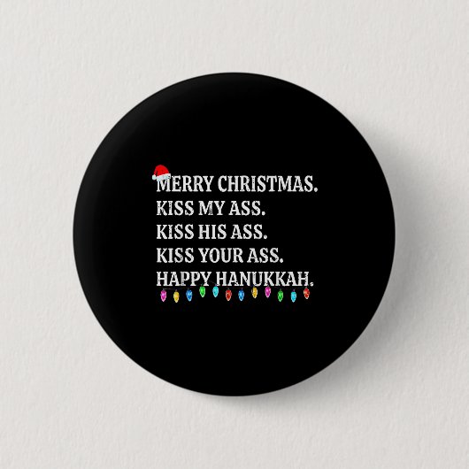 Merry Christmas Kiss My His Your Happy Hanukkah  Ronde Button 5,7 Cm (Voorkant)