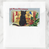  Merry Christmas Kitten open haard Holly Rechthoekige Sticker (Tas)