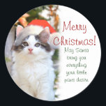 Merry Christmas Kitten Stickers w / vers<br><div class="desc">Prettige feestdagen Little Oreo wenst iedereen een vrolijk kerstfeest en Dit is het perfecte ontwerp voor katten- en kittenliefhebbers over de hele wereld. "Vrolijk kerstfeest! Moge de kerstman je alles brengen wat je pootjes verlangen."</div>