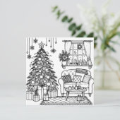 Merry Christmas kleurplaat Kaart (Staand voorkant)