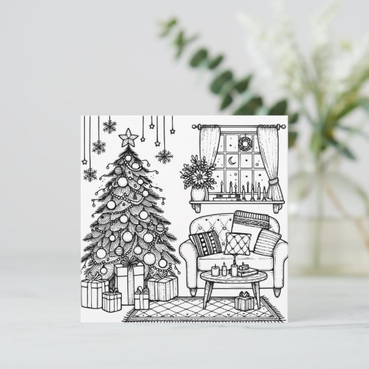 Merry Christmas kleurplaat Kaart (Staand voorkant)