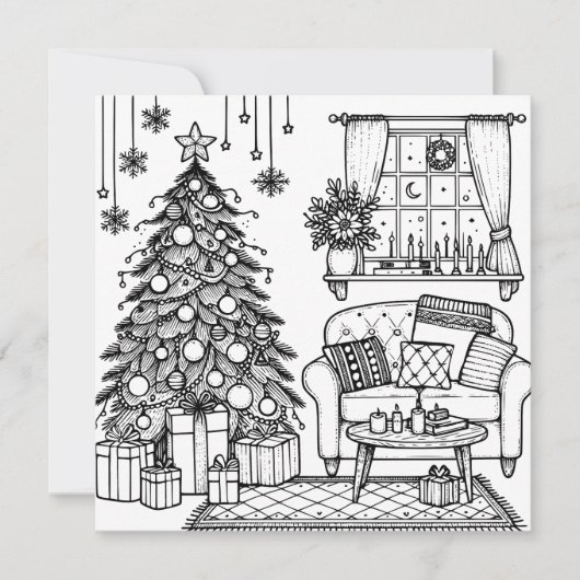 Merry Christmas kleurplaat Kaart (Voorkant)