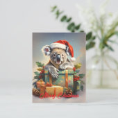 Merry Christmas Koala with presents and holly Feestdagenkaart (Staand voorkant)