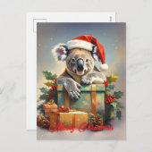 Merry Christmas Koala with presents and holly Feestdagenkaart (Voorkant / Achterkant)