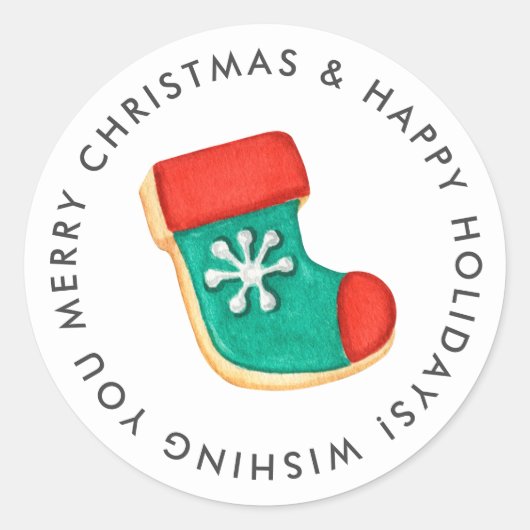 Merry Christmas Kous Cookie Custom Ronde Sticker (Voorkant)