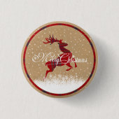 Merry Christmas Kraft & Tartan Red ID590 Ronde Button 3,2 Cm (Voorkant)