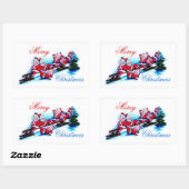 Merry Christmas Label - Elfen Sleederen in Sneeuw (Vel)