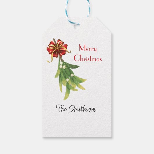 Merry Christmas label met bewerkbare bericht/naam Cadeaulabel (Achterkant)