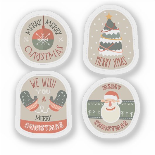 Merry Christmas label sticker collectie (Voorkant)