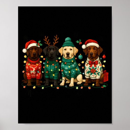 Merry Christmas Labrador Dog Retro Xmas Puppy Men  Poster (Voorkant)