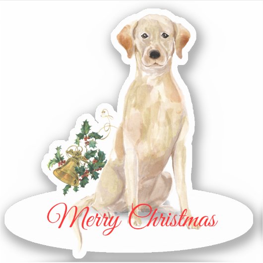 Merry Christmas Labrador Retriever CustomCut Vinyl Sticker (Voorkant)