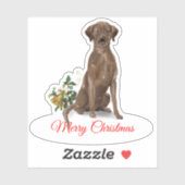 Merry Christmas Labrador Retriever CustomCut Vinyl Sticker (Vel)