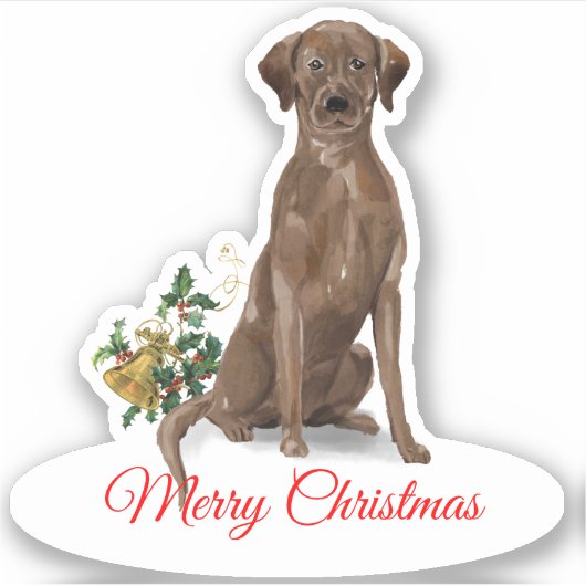 Merry Christmas Labrador Retriever CustomCut Vinyl Sticker (Voorkant)