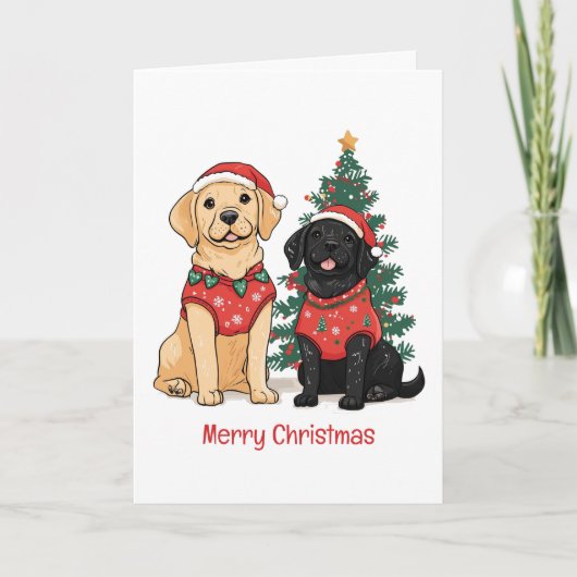 Merry Christmas Labrador Retriever Dogs Feestdagen Kaart (Voorkant)